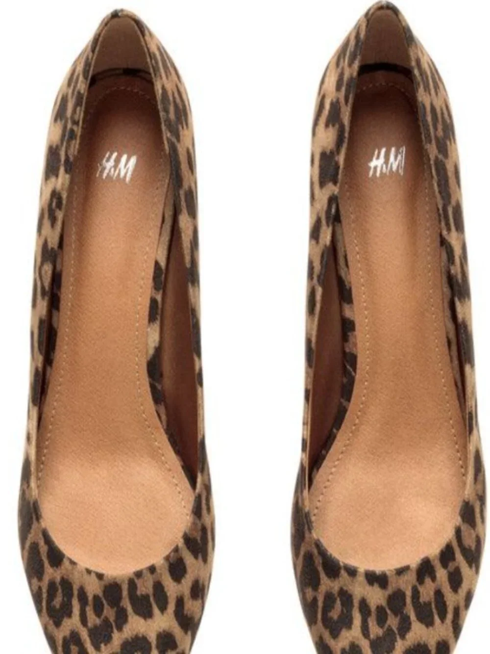 H&M Women's Animal Print Heels US6 Eur37 Brown Black Pumps Faux Suede Pointed